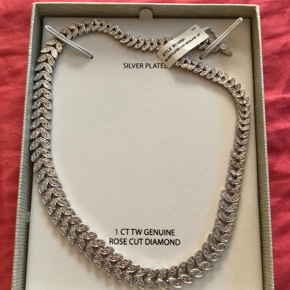 18' 1 ct genuine rose cut diamond leaf necklace